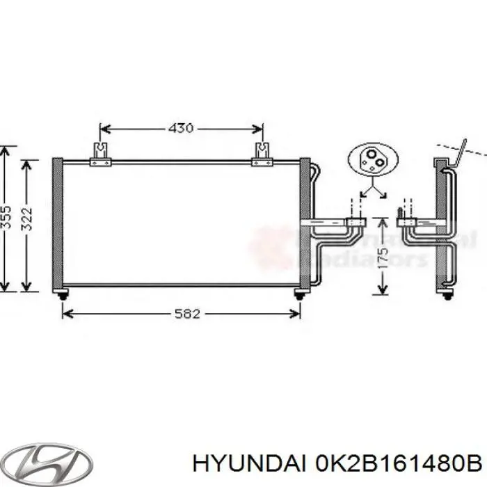 0K2B161480B Hyundai/Kia condensador aire acondicionado