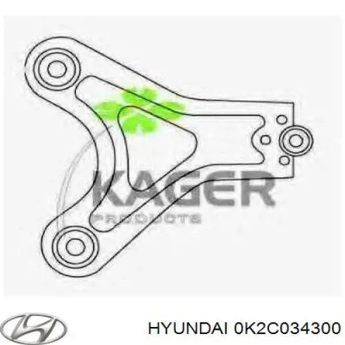 0K2C034300 Hyundai/Kia barra oscilante, suspensión de ruedas delantera, inferior derecha