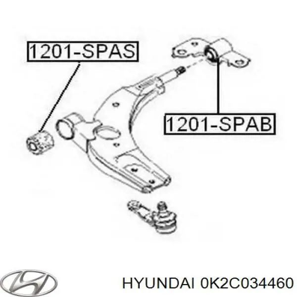 0K2C034460 Hyundai/Kia silentblock de suspensión delantero inferior