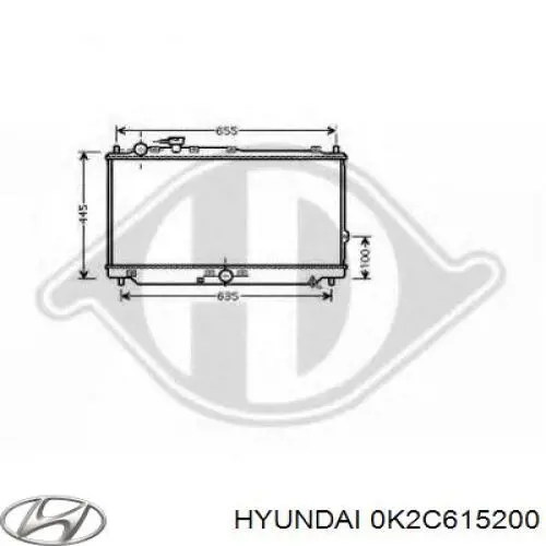 0K2C615200 Hyundai/Kia radiador refrigeración del motor