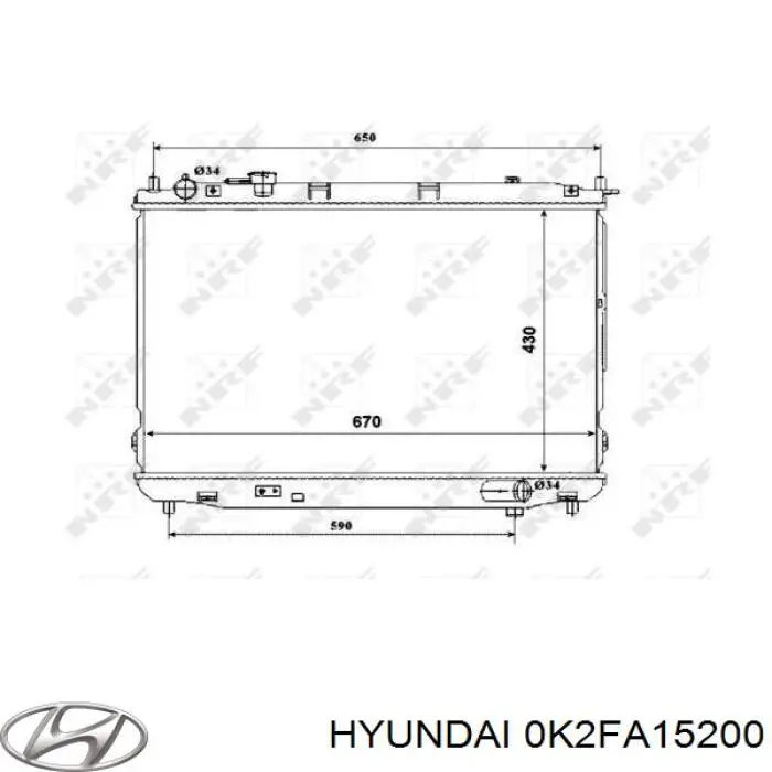 0K2FA15200 Hyundai/Kia radiador refrigeración del motor