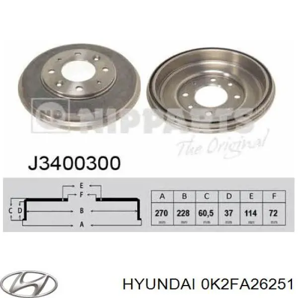 0K2FA26251 Hyundai/Kia freno de tambor trasero