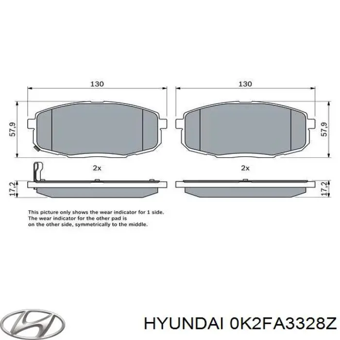 0K2FA3328Z Hyundai/Kia Pastillas delanteras