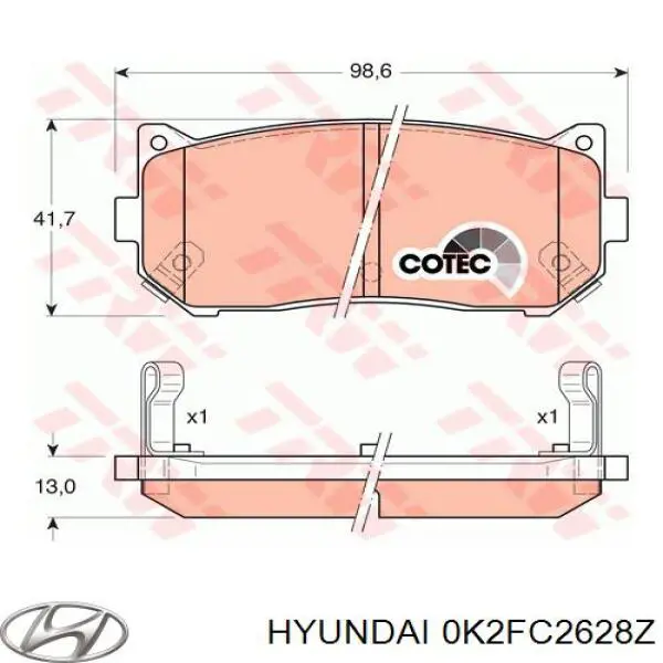 Pastillas traseras Hyundai/Kia 0K2FC2628Z