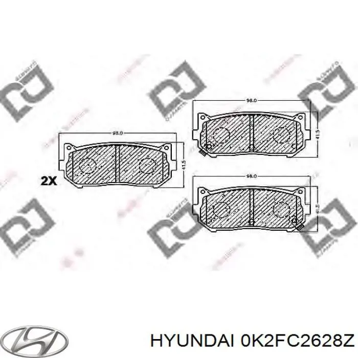 Comprar 0K2FC2628Z Hyundai/Kia Pastillas de freno traseras