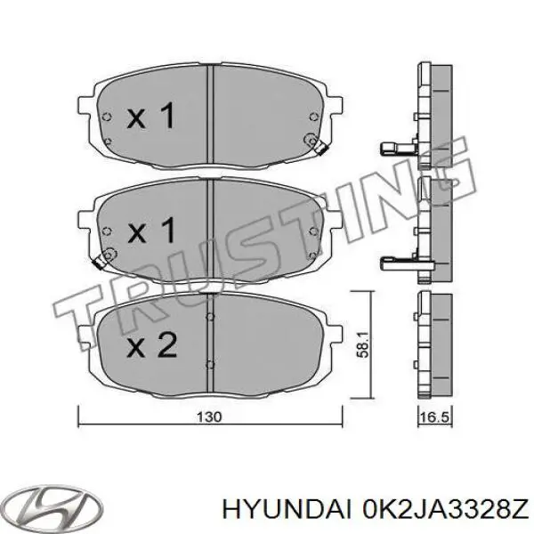 0K2JA3328Z Hyundai/Kia pastillas de freno delanteras