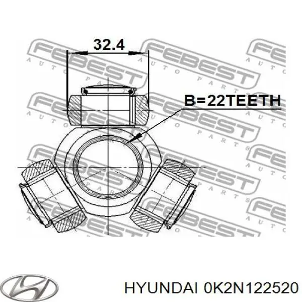 0K2N122520 Hyundai/Kia junta homocinética interior delantera izquierda