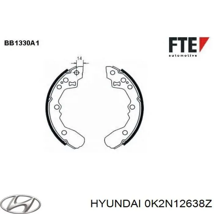 0K2N12638Z Hyundai/Kia zapatas de frenos de tambor traseras