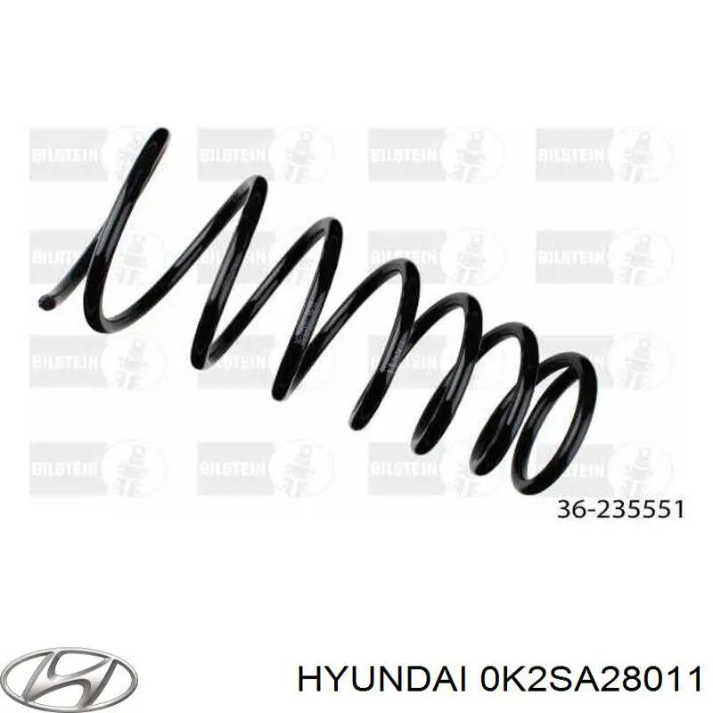 Muelle de suspensión Hyundai/Kia 0K2A128011A