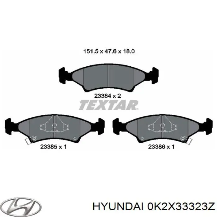 0K2X33323Z Hyundai/Kia pastillas de freno delanteras