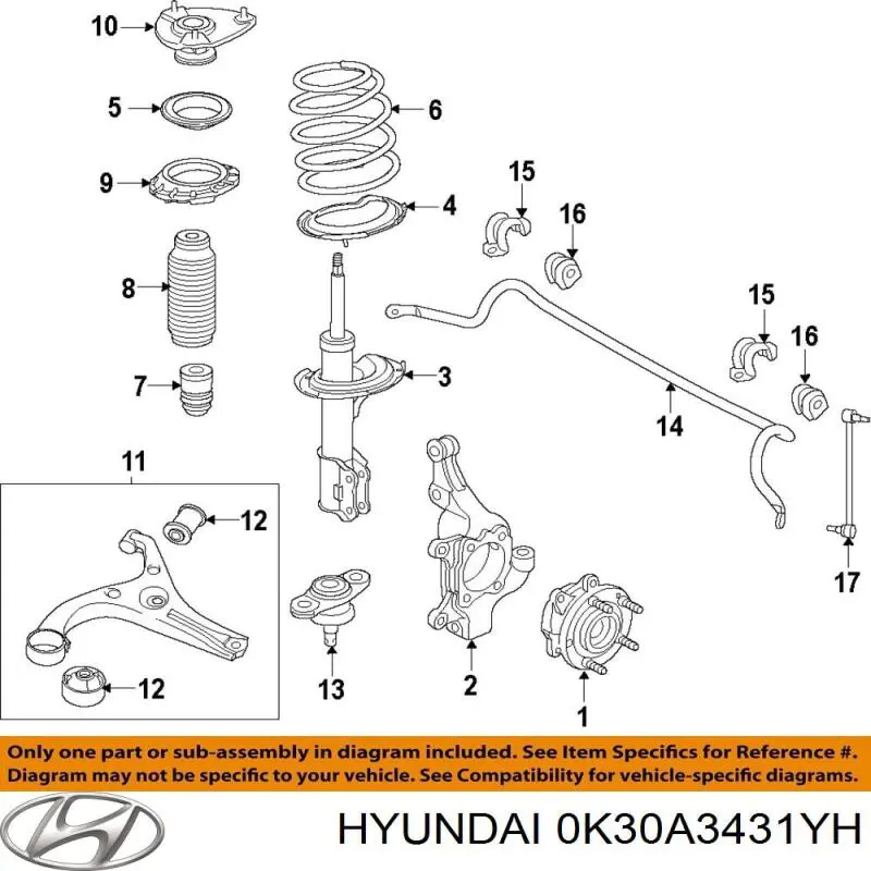 0K30A3431YH Hyundai/Kia brazo de suspensión inferior delantero izquierdo