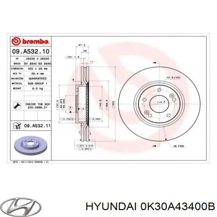 Comprar 0K30A43400B Hyundai/Kia Cilindro maestro de frenos
