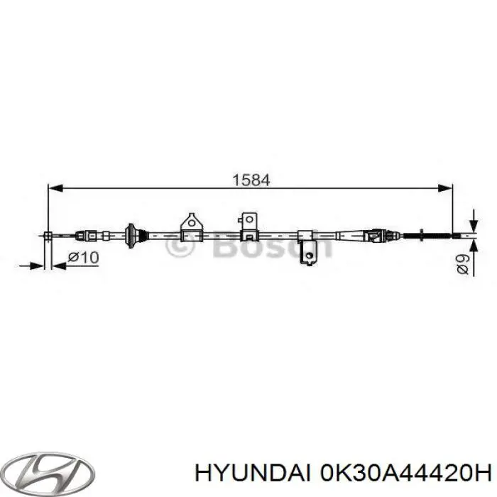 0K30A44420H Hyundai/Kia cable de freno de mano trasero izquierdo