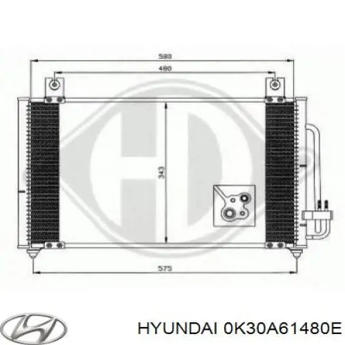 0K30A61480E Hyundai/Kia condensador aire acondicionado