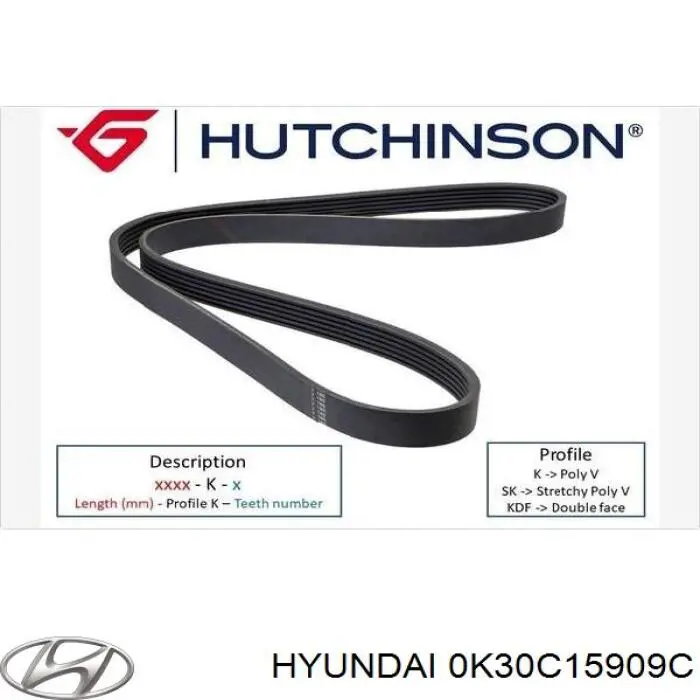 0K30C15909C Hyundai/Kia correa trapezoidal