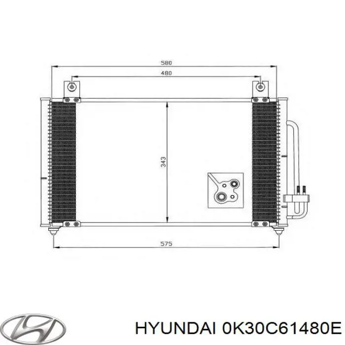 0K30C61480E Hyundai/Kia condensador aire acondicionado