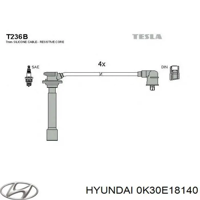 0K30E18140 Hyundai/Kia cables de bujías
