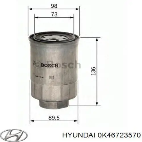 0K46723570 Hyundai/Kia filtro combustible