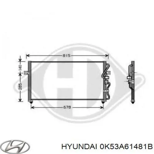 0K53A61481B Hyundai/Kia condensador aire acondicionado