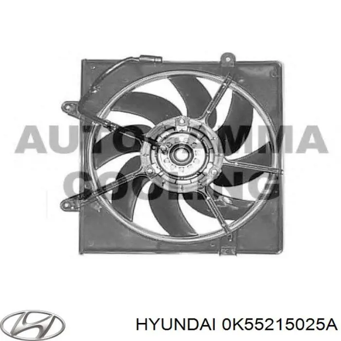 0K55215025A Hyundai/Kia difusor de radiador, ventilador de refrigeración, condensador del aire acondicionado, completo con motor y rodete