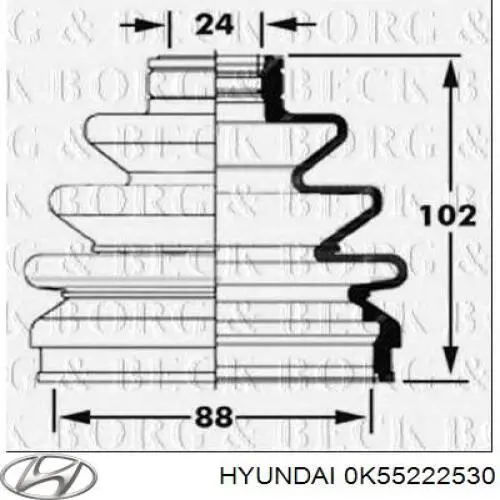 0K55222530 Hyundai/Kia fuelle, árbol de transmisión delantero exterior