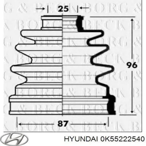 Fuelle transmisión delantero exterior Hyundai/Kia 0K55222540 precio, desde 9,76 EUR