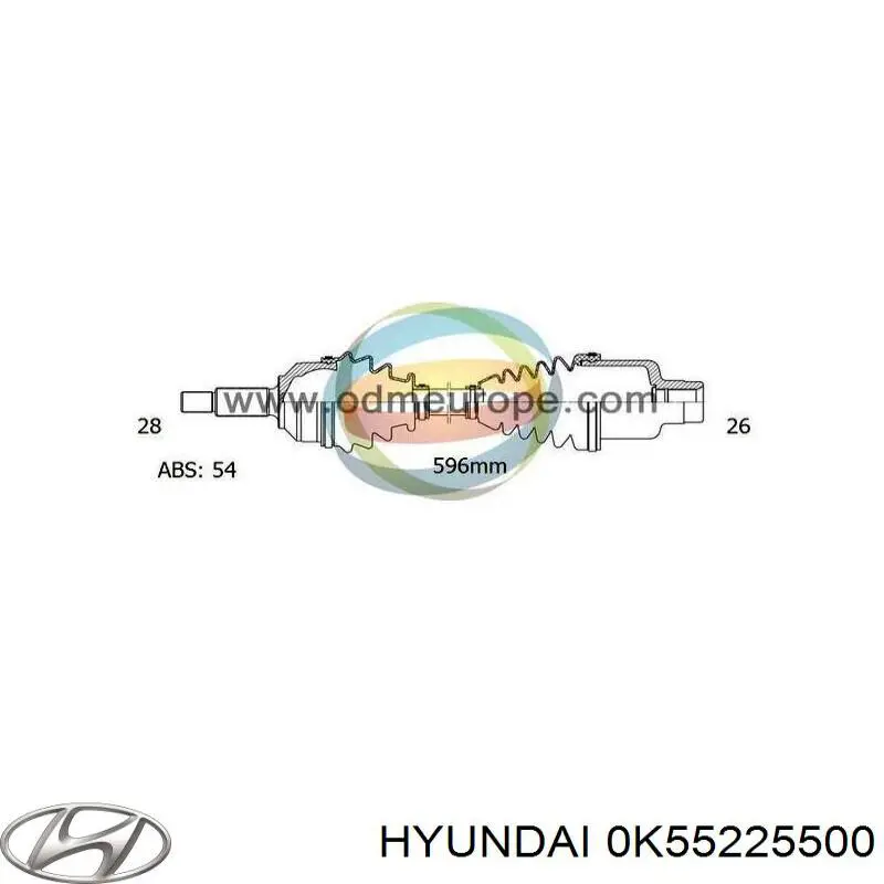 0K55225500 Hyundai/Kia árbol de transmisión delantero derecho