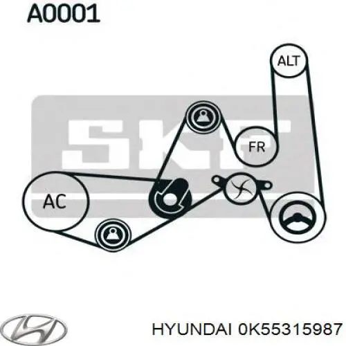 Correa de alternador 0K55315987 Hyundai/Kia