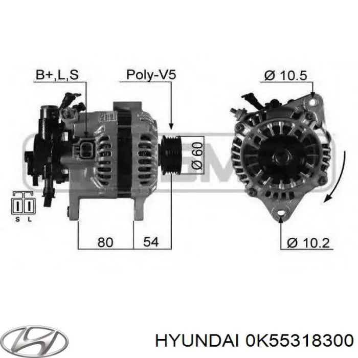 0K55318300 Hyundai/Kia alternador