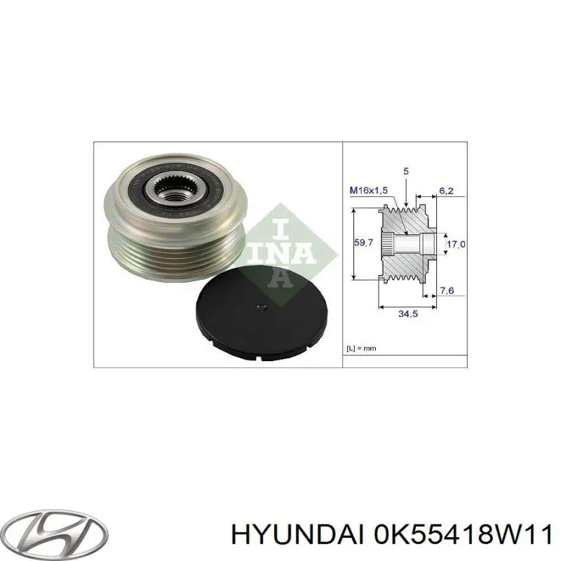 Comprar 0K58818W11 Hyundai/Kia Rueda libre del alternador