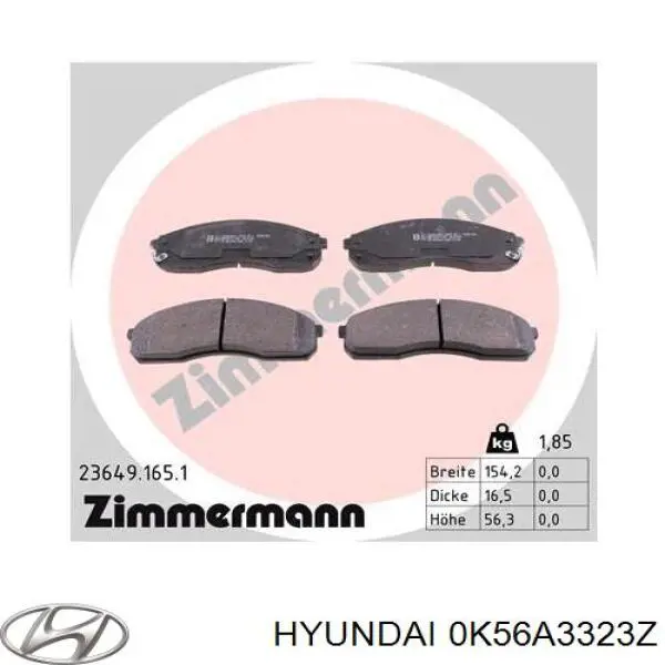 Pastillas de freno 0K56A3323Z Hyundai/Kia