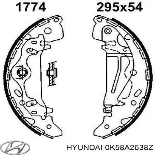 OK58A2638Z Hyundai/Kia zapatas de frenos de tambor traseras