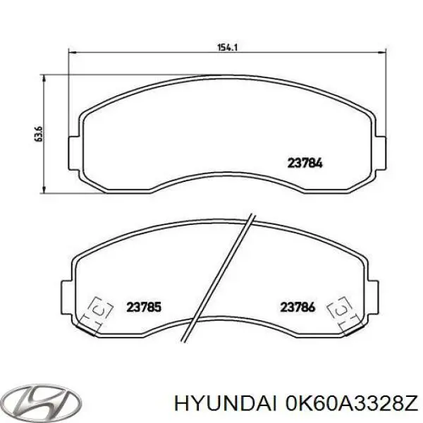 Pastillas de freno 0K60A3328Z Hyundai/Kia