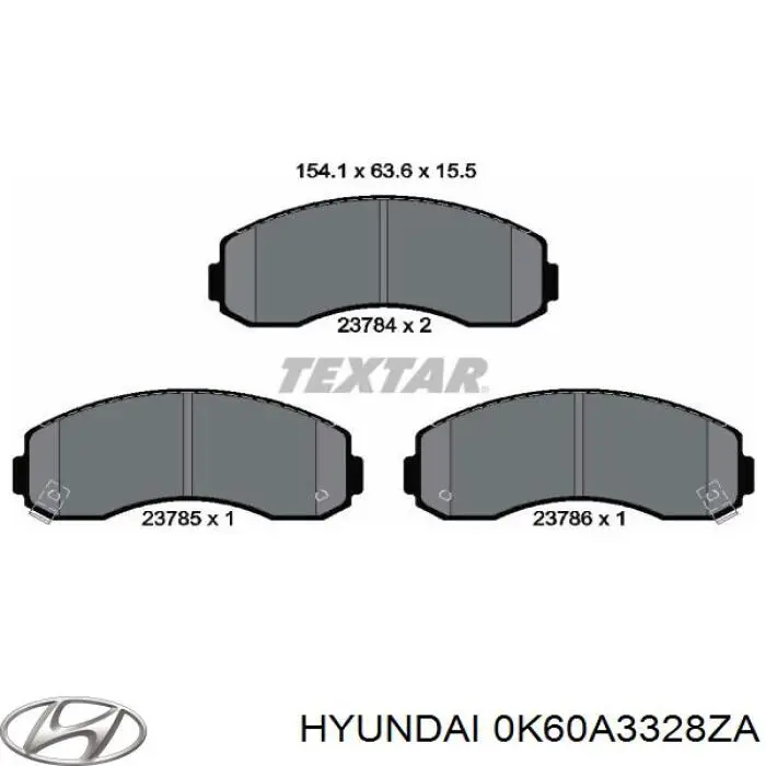 Comprar 0K60A3328ZA Hyundai/Kia Pastillas delanteras de freno