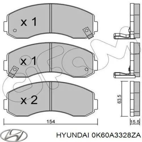 Pastillas de freno 0K60A3328ZA Hyundai/Kia