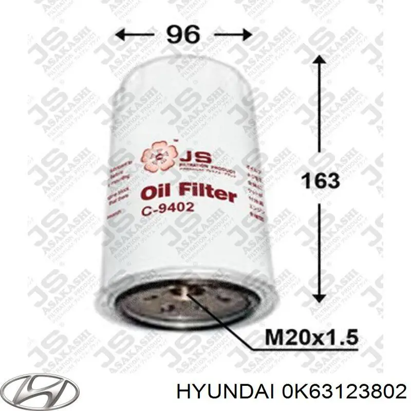 0K63123802 Hyundai/Kia filtro de aceite