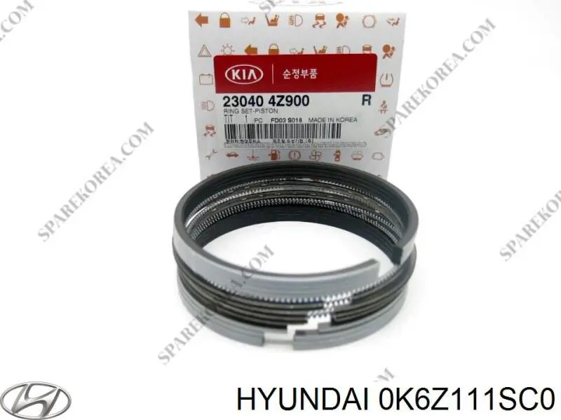 0K6Z111SC0 Hyundai/Kia juego de aros de pistón, motor, std