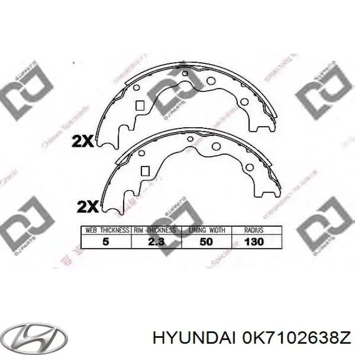 0K7102638Z Hyundai/Kia zapatas de frenos de tambor traseras