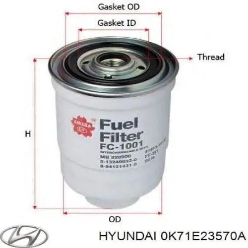 0K71E23570A Hyundai/Kia filtro combustible