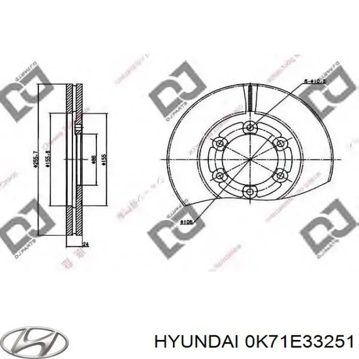 Disco de freno 0K71E33251 Hyundai/Kia