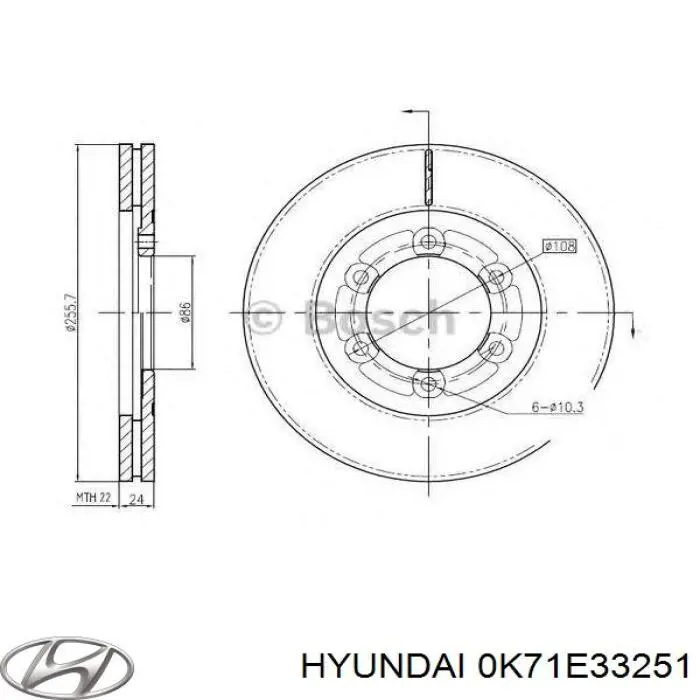 0K71E33251 Hyundai/Kia Discos