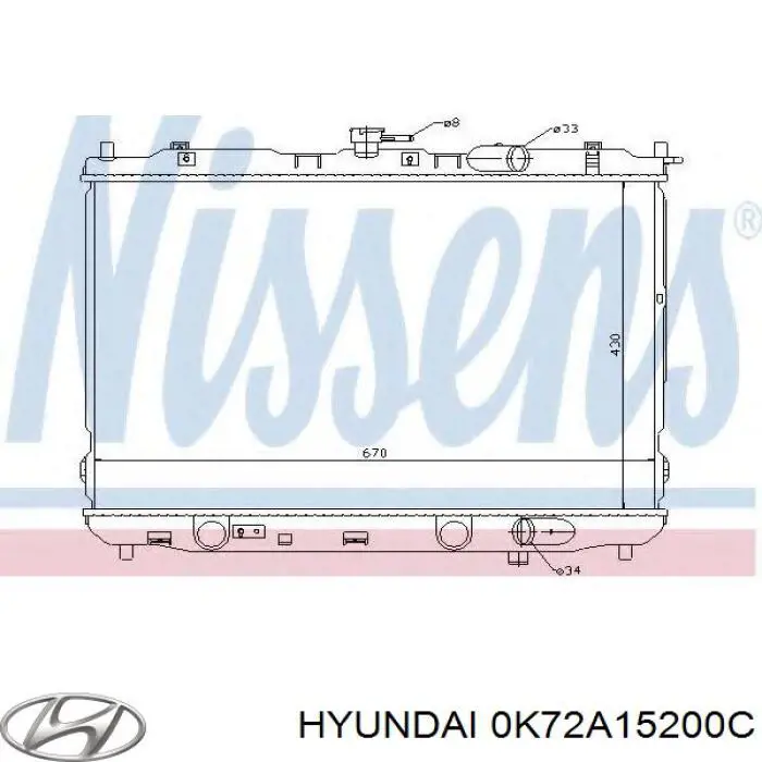 0K72A15200C Hyundai/Kia radiador refrigeración del motor