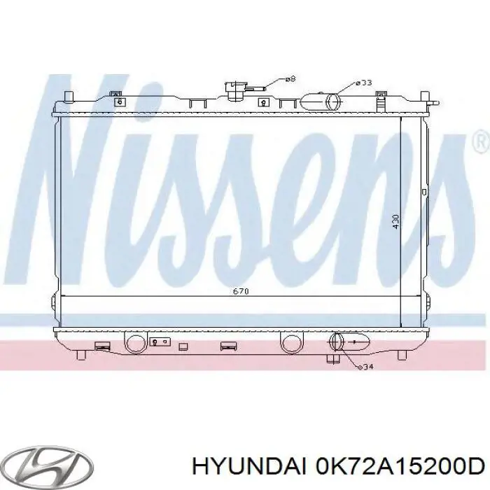 0K72A15200D Hyundai/Kia radiador refrigeración del motor