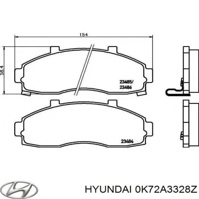 Comprar 0K72A3328Z Hyundai/Kia Pastillas delanteras de freno