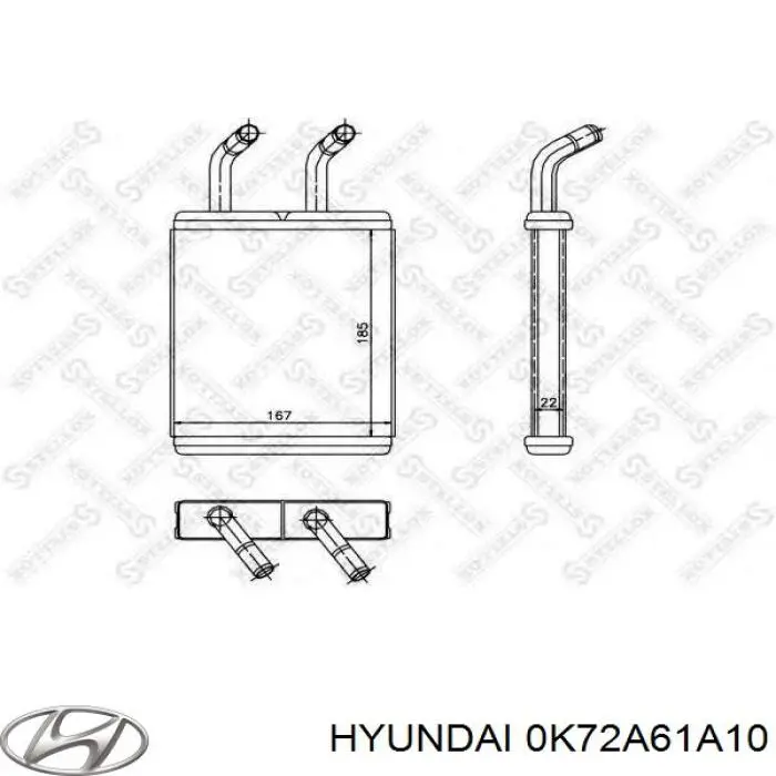0K72A61A10 Hyundai/Kia radiador de calefacción