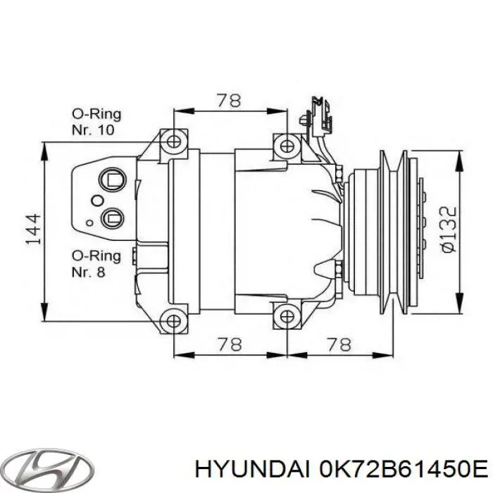 0K72B61450E Hyundai/Kia compresor de aire acondicionado