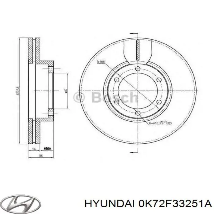 Comprar 0K72F33251A Hyundai/Kia Freno de disco delantero