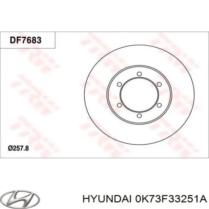 0K73F33251A Hyundai/Kia freno de disco delantero