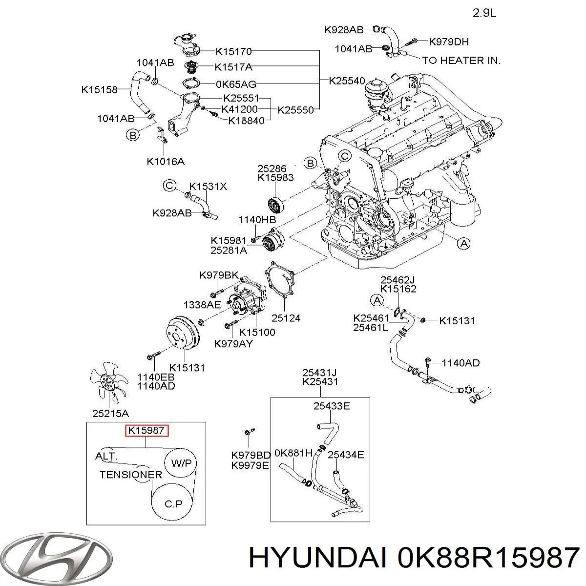 Comprar 0K88R15987 Hyundai/Kia Correa trapezoidal