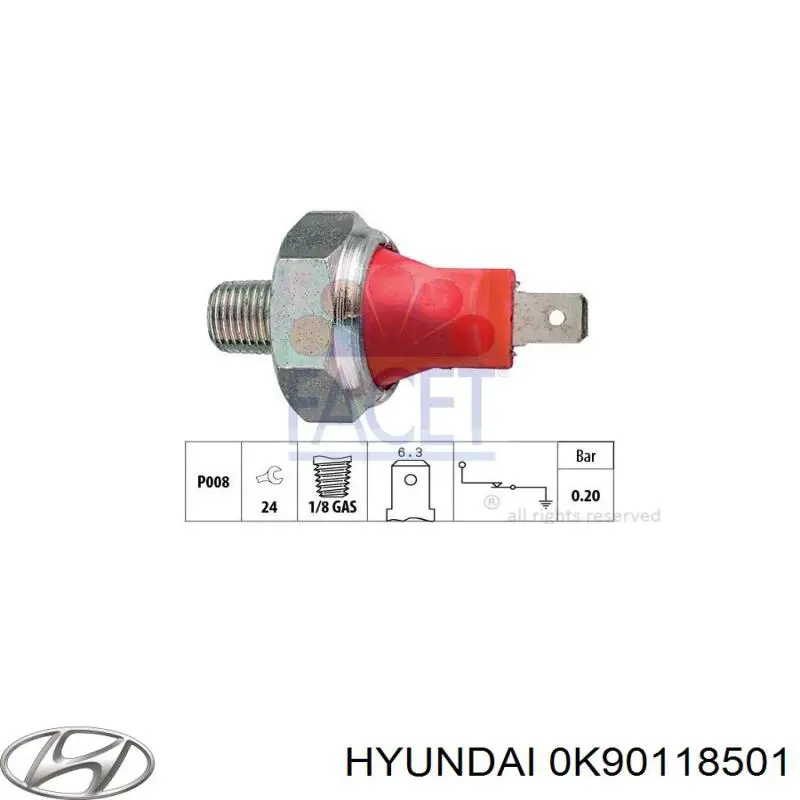 Sensor de presión de aceite 0K90118501 Hyundai/Kia